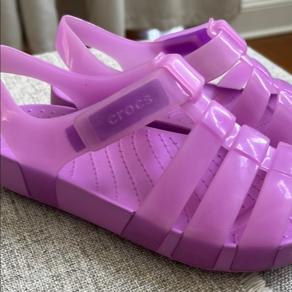 Girls Isabella Crocs Purple Jelly Sandals - Picture 2 of 12